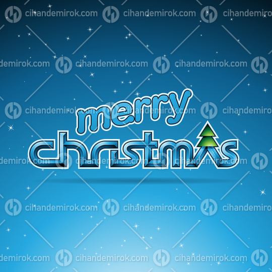Blue Glossy Merry Christmas Text Design Vector Illustration