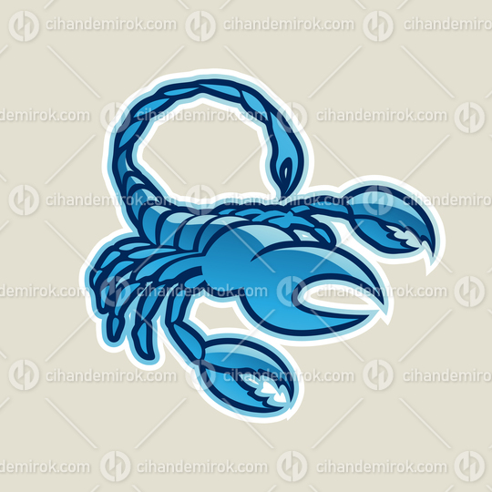 Blue Glossy Scorpion Icon Vector Illustration