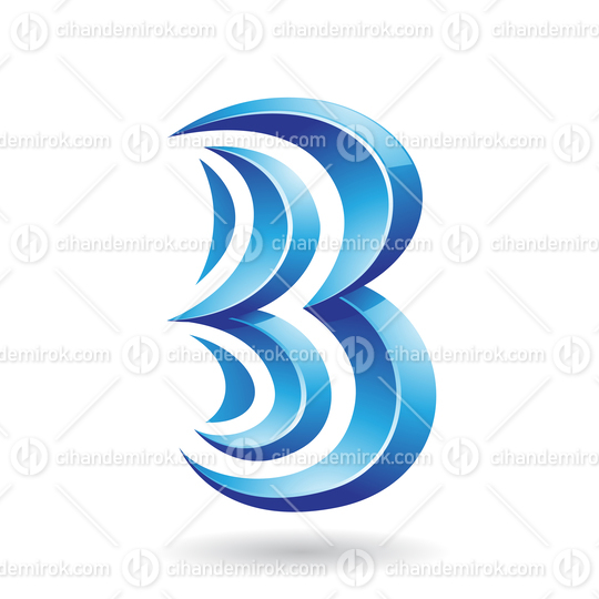 Blue Glossy Spiky Embossed Icon for Letter B