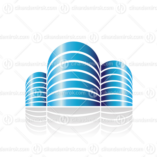Blue Glossy Striped Cylindrical Buildings Icon