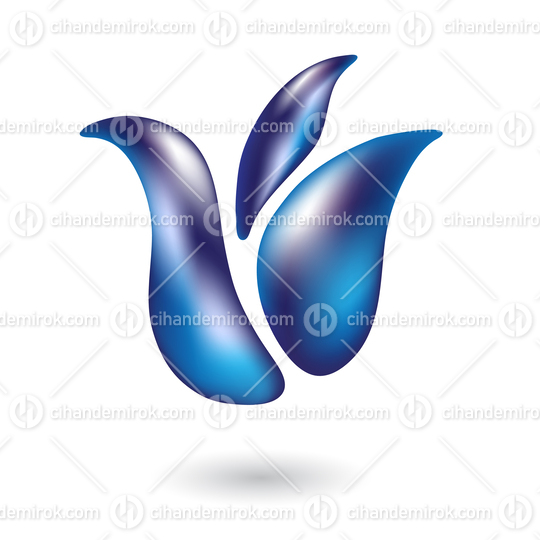 Blue Glossy Tulip Flower Icon