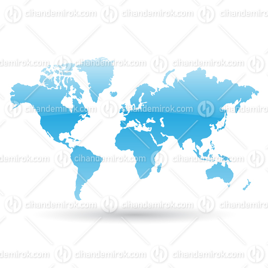 Blue Glossy World Map with a Shadow