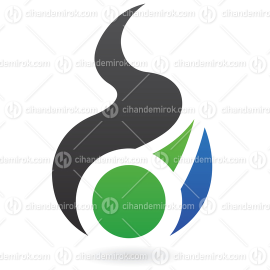 Blue Green and Black Abstract Fire Like Logo Icon