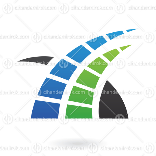 Blue Green and Black Abstract Grass Like Logo Icon