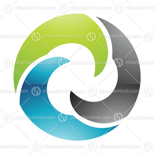 Blue Green and Black Glossy Letter O Logo Icon - Bundle No: 063
