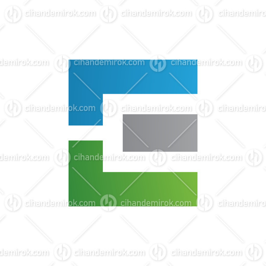 Blue Green and Grey Rectangular Letter E Icon