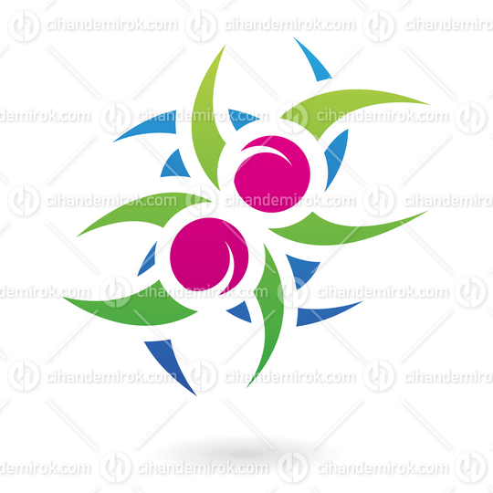 Blue Green and Magenta Plant Like Abstract Logo Icon