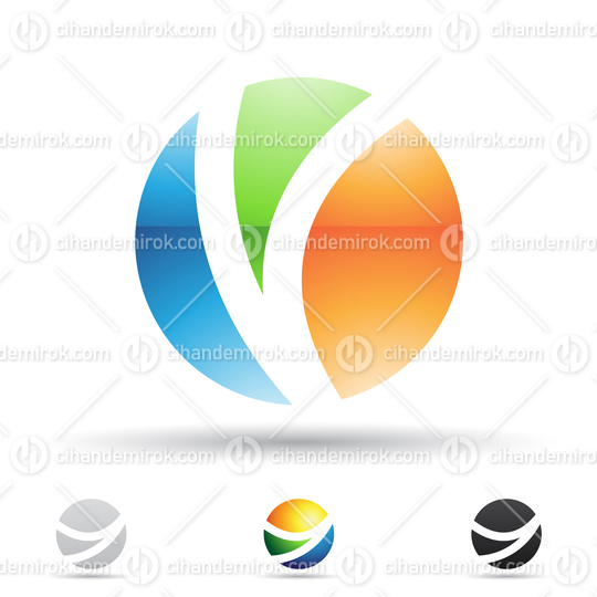 Blue Green and Orange Glossy Abstract Logo Icon of Circle Letter O