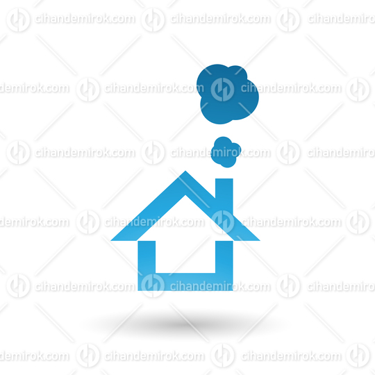 Blue House and Smoke Icon Vector Illustration