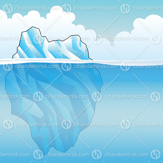 Blue Iceberg with Clouds in the Background