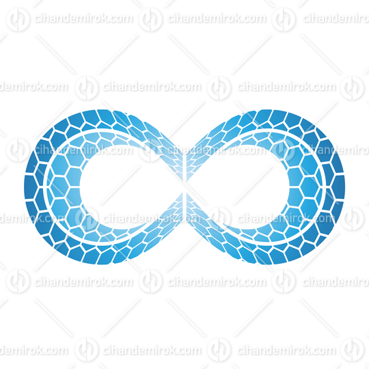 Blue Infinity Symbol with Honeycomb Pattern and Crescent Moon Shape