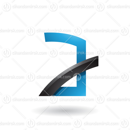 Blue Letter A with Black Glossy Stick Vector Illustration