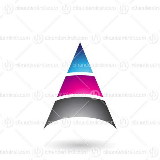 Blue Letter A with Three Layers Vector Illustration