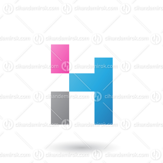 Blue Letter H with Rectangular Shapes Vector Illustration