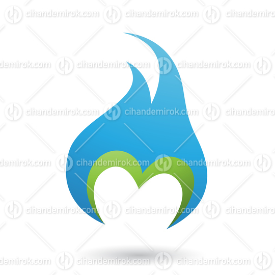 Blue Letter M Shaped Fire Icon Vector Illustration