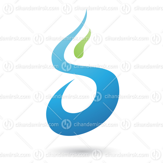 Blue Letter S Shaped Fire Icon Vector Illustration