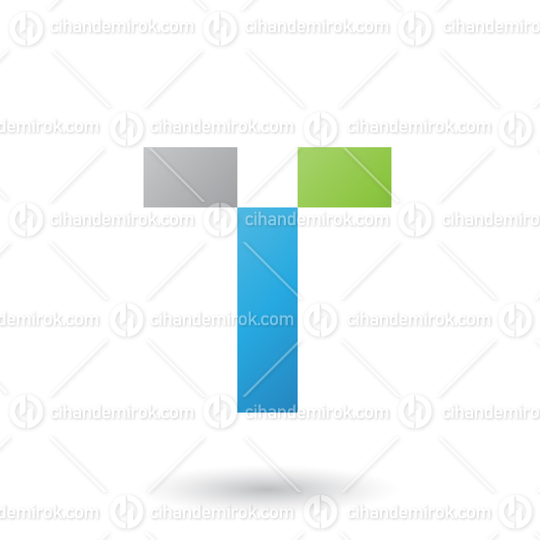 Blue Letter T with Rectangular Shapes Vector Illustration