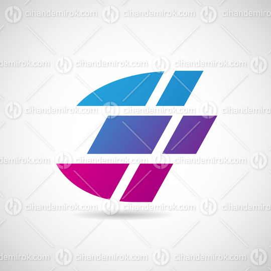 Blue Magenta and Purple Italic Speeding Letter E Icon with a Shadow 