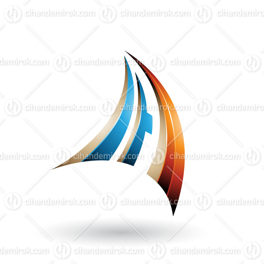 Blue Orange and Beige 3d Dynamic Flying Letter A