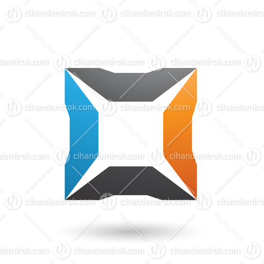 Blue Orange and Black Square with Spikes Vector Illustration