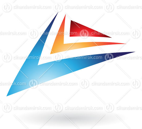 Blue Orange and Red Abstract Arrow Like Triangle Shape