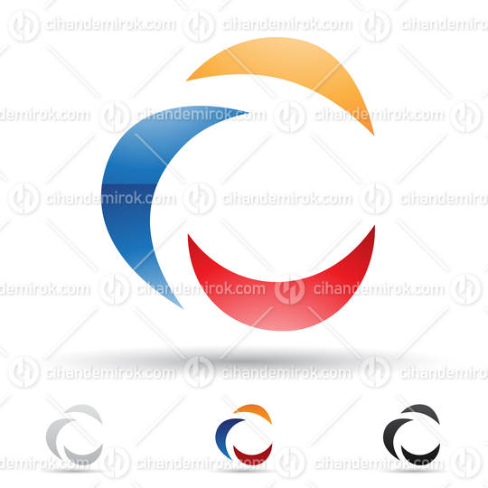Blue Orange and Red Glossy Abstract Logo Icon of Crescent Moon Shaped Letter C