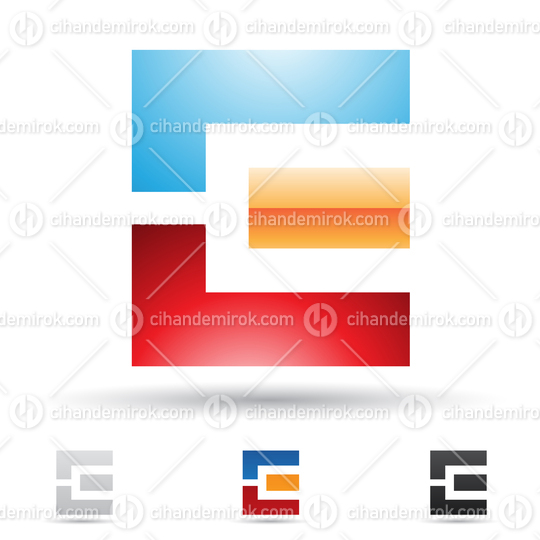 Blue Orange and Red Glossy Abstract Logo Icon of Rectangular Bold Letter E