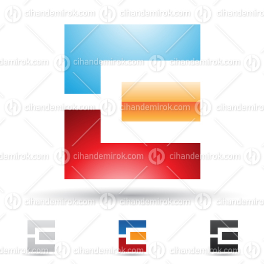 Blue Orange and Red Glossy Abstract Logo Icon of Rectangular Bold Letter E