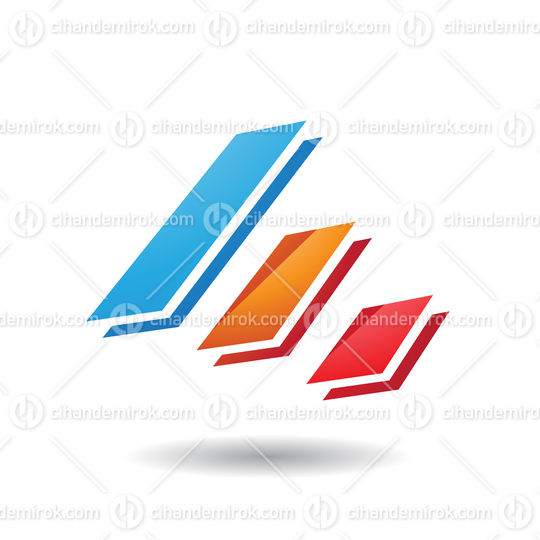 Blue Orange and Red Layered Diagonal Bars Icon