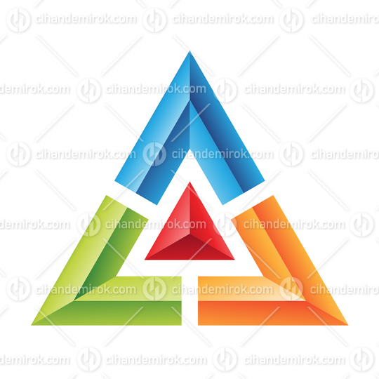 Blue Orange Red and Green Triangular Frame Logo Icon - Bundle No: 015