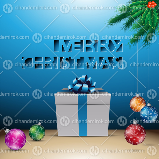 Blue Paper Cut Merry Christmas Background Vector Illustration