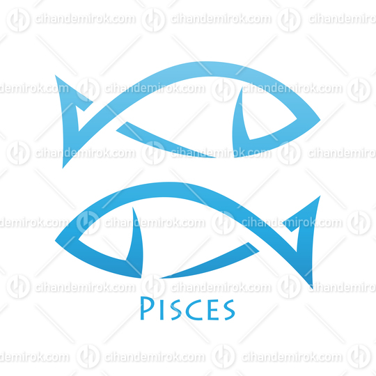 Blue Pisces Zodiac Star Sign with Simplistic Lines