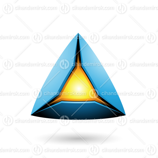 Blue Pyramid with a Glowing Core Vector Illustration
