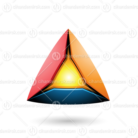 Blue Red and Orange Pyramid with a Glowing Core