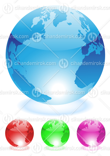 Blue, Red, Green and Magenta Glass Globes
