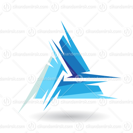 Blue Shaded Rough Triangle Design for Letter A