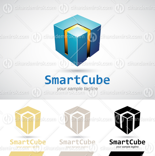 Blue Shiny 3d Smart Cube Logo Icon