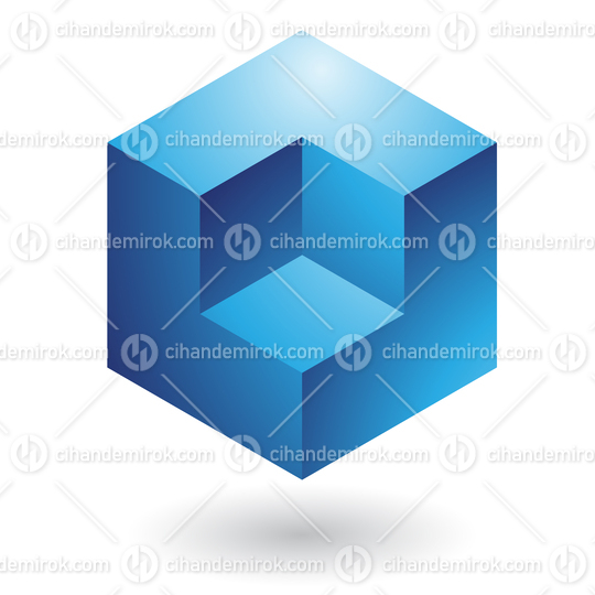 Blue Shiny Abstract Cube Logo Icon