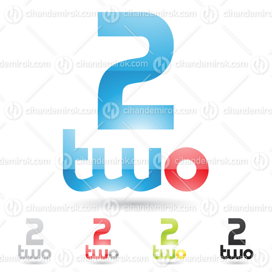 Blue Shiny Abstract Logo Icon of a Bold Number 2