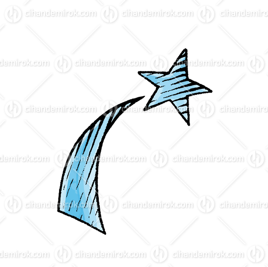 Blue Shooting Star, Scratchboard Engraved Vector