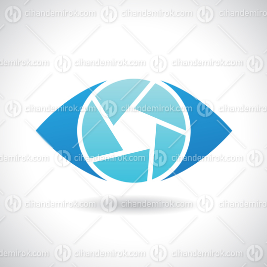 Blue Shutter Eye Logo Icon with a Shadow