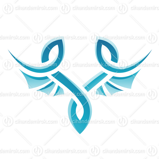 Blue Simplistic Curly Dragon Wings Icon
