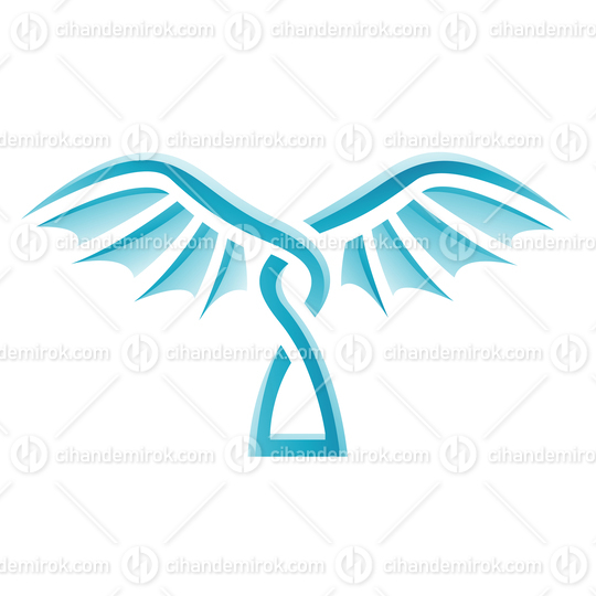 Blue Simplistic Open Dragon Wings Icon
