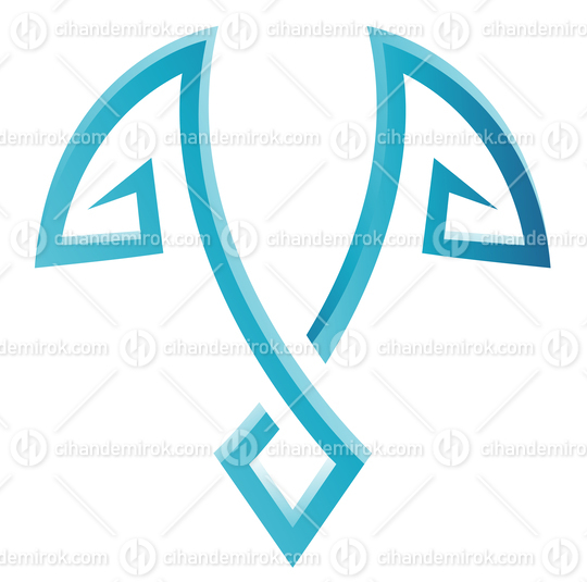 Blue Simplistic Pendant Shaped Spiky Lines Icon