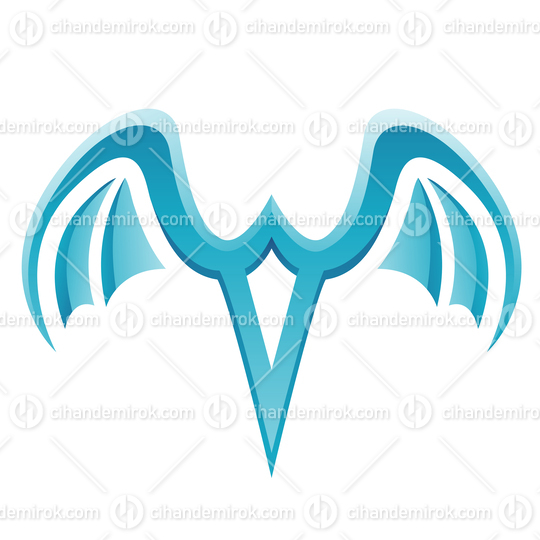 Blue Simplistic Spiky Dragon Wings Icon