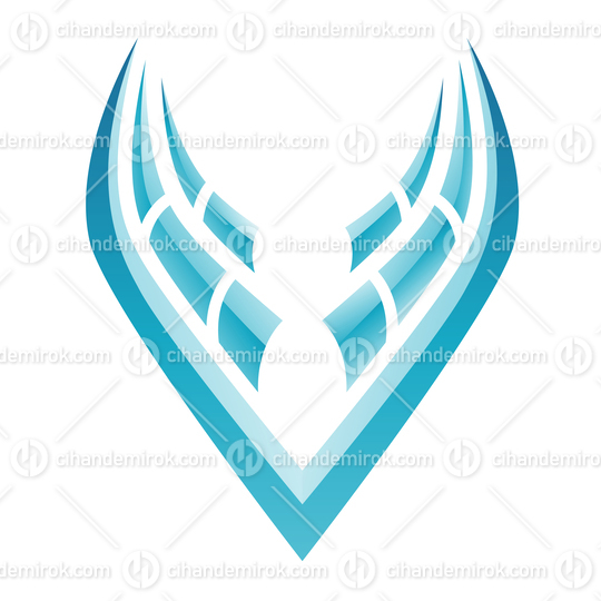 Blue Simplistic Striped Wings Icon