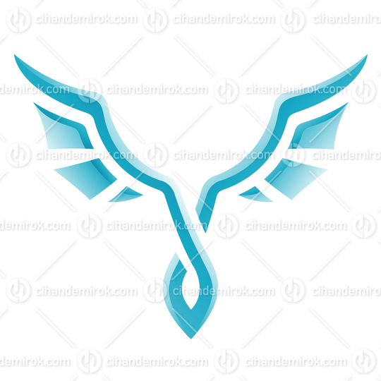 Blue Simplistic Up Facing Dragon Wings Icon