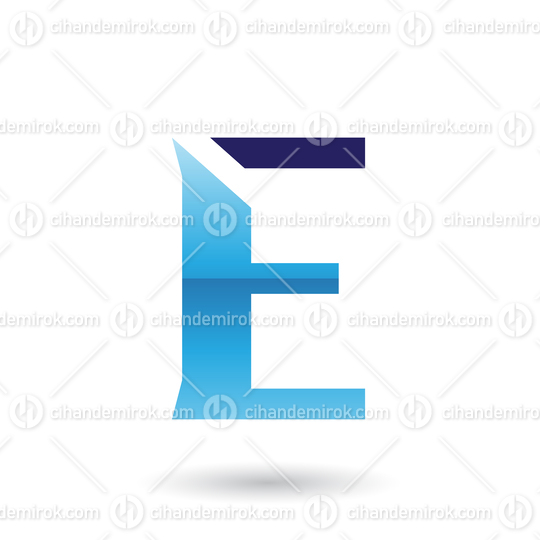 Blue Sliced Letter E Vector Illustration