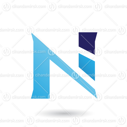 Blue Sliced Letter N Vector Illustration