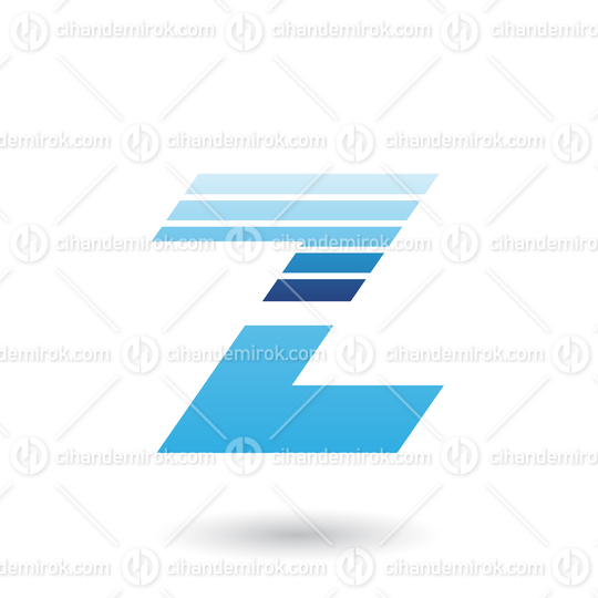 Blue Sliced Letter Z with Thick Horizontal Stripes